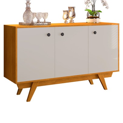 Balcão Buffet Harmonia 3 Portas Cinamomo/Off White - Jcm Móveis