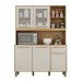 Armário de Cozinha Rubi 5 Portas 1 Gaveta com Vidro Cinamomo/Off White - Valdemóveis