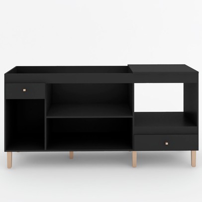 Balcão de Cozinha para Pia 3 Portas 2 Gavetas Espaço para Forno e Cooktop Itália Preto - Panorama Móveis