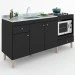 Balcão de Cozinha para Pia 3 Portas 2 Gavetas Espaço para Forno e Cooktop Itália Preto - Panorama Móveis