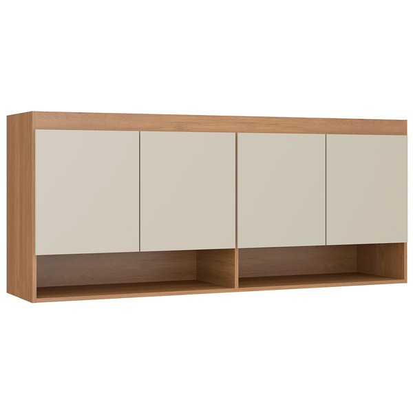 Armário Aéreo para Quarto 4 Portas 2 Nichos Carvalho Dakar/Champanhe 6003 - Soluzione
