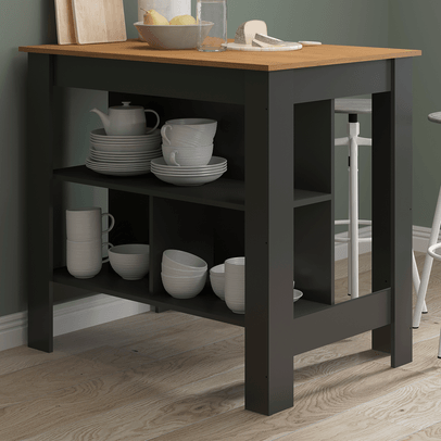 Bancada de Cozinha 1 Prateleira Carvalho Dakar/Cinza Vulcano 0746 - Soluzione