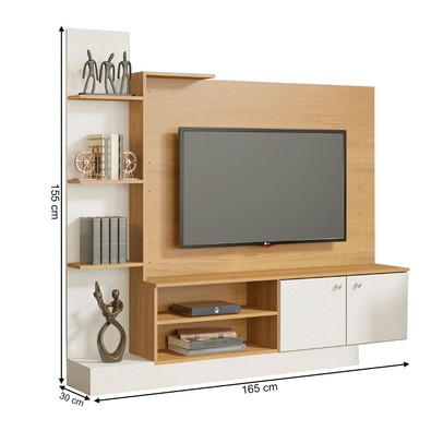 Estante para TV Até 50 Polegadas Cairo 2 Portas Carvalho Dakar/Branco 633 - Soluzione
