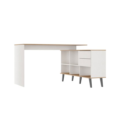Mesa para Escritório Gold 2 Gavetas Gold Carvalho Dakar/Branco 0747 - Soluzione