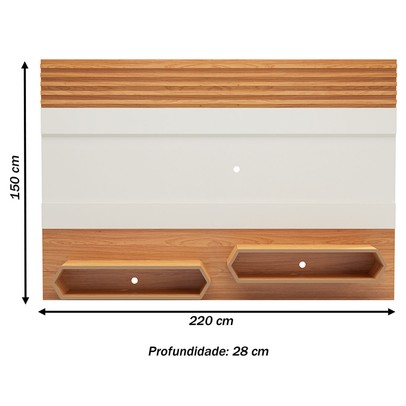 Painel para TV Até 65 Polegadas 2 Nichos Off White/Freijó - Dalla Costa