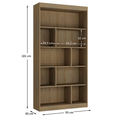 Estante para Livros 93 Cm Avelã Tx/Avelã Tx Ho-2907 - Hecol Móveis