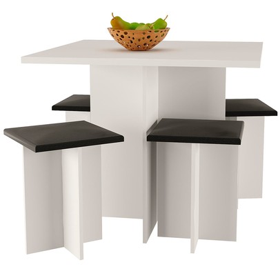 Mesa de Jantar 4 Lugares Branco - Hecol Móveis