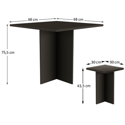 Mesa de Jantar 4 Lugares Onix - Hecol Móveis