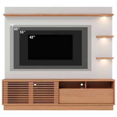 Estante para TV Até 70 Polegadas Campeche 1 Porta 1 Gaveta Freijó/Off White Matte - Colibri