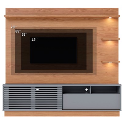 Estante para TV Até 70 Polegadas Campeche 1 Porta 1 Gaveta Freijó/Cinza Fosco - Colibri