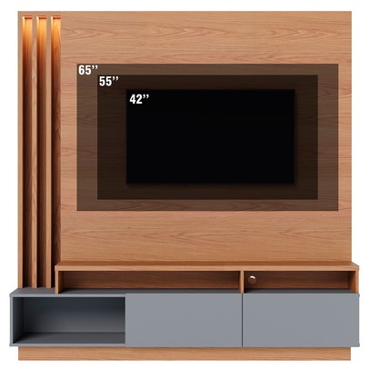 Estante para TV Até 75 Polegadas Humaitá 2 Portas Freijó/Cinza Fosco - Colibri