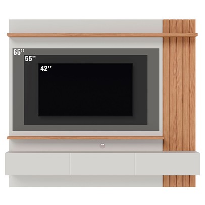 Painel para TV Até 70 Polegadas Juriti 3 Portas 2 Prateleiras Off White Matte/Freijó - Colibri