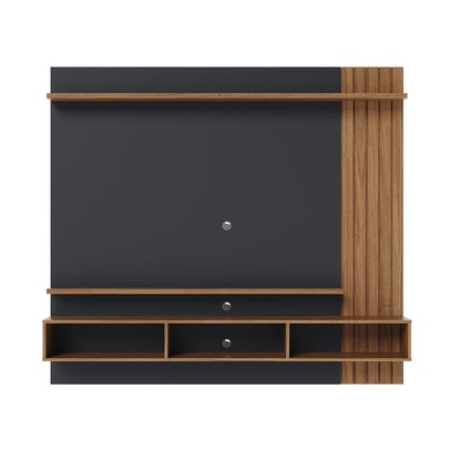 Painel para TV Até 70 Polegadas Juriti 3 Portas 2 Prateleiras Noce Milano/Preto Fosco - Colibri