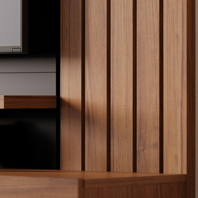 Painel para TV Até 70 Polegadas Juriti 3 Portas 2 Prateleiras Noce Milano/Preto Fosco - Colibri