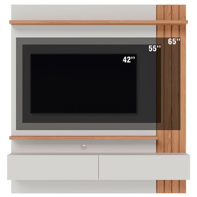 Painel para TV Até 65 Polegadas Juriti 2 Portas 2 Prateleiras Off White Matte/Freijó - Colibri