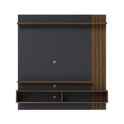 Painel para TV Até 65 Polegadas Juriti 2 Portas 2 Prateleiras Noce Milano/Preto Fosco - Colibri