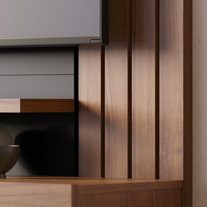 Painel para TV Até 65 Polegadas Juriti 2 Portas 2 Prateleiras Noce Milano/Preto Fosco - Colibri