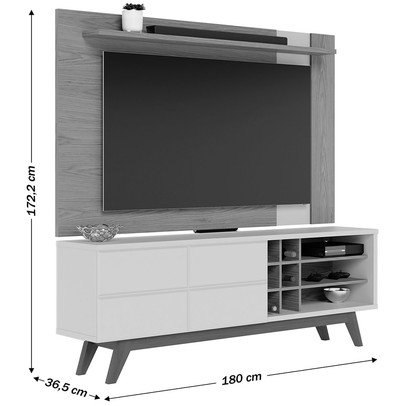 Rack com Painel para TV Até 70 Polegadas Noronha 2 Portas 3 Prateleiras Off White Matte/Freijó - Colibri