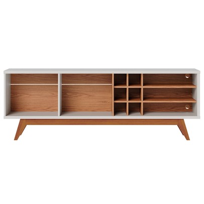 Rack para TV Até 70 Polegadas Noronha 2 Portas 2 Prateleiras Off White Matte/Freijó - Colibri