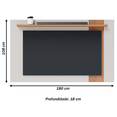 Painel para TV Até 70 Polegadas Leme 1 Prateleira Off White Matte/Freijó - Colibri