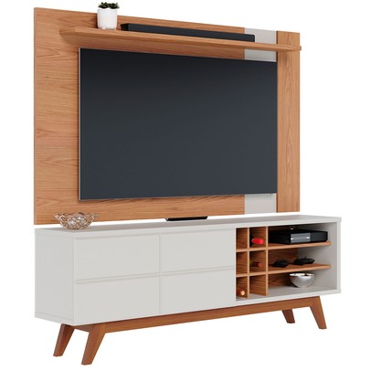 Rack com Painel para TV Até 70 Polegadas Noronha 2 Portas 3 Prateleiras Freijó/Off White Matte - Colibri