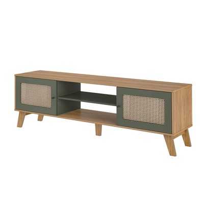 Rack para TV Até 75 Polegadas Charlotte 2 Portas Carvalho/Menta - Artely Móveis