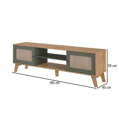 Rack para TV Até 75 Polegadas Charlotte 2 Portas Carvalho/Menta - Artely Móveis