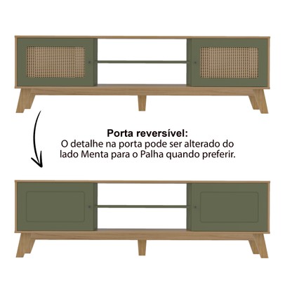 Rack para TV Até 75 Polegadas Charlotte 2 Portas Carvalho/Menta - Artely Móveis