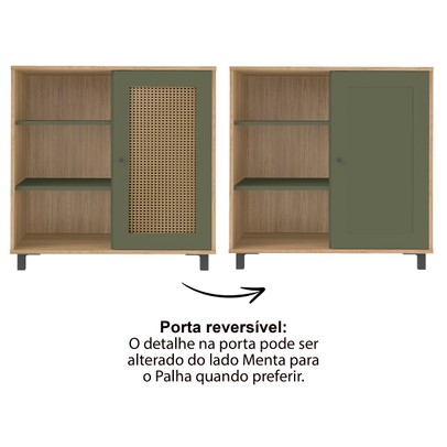 Aparador Charlotte 1 Porta Carvalho/Menta - Artely Móveis