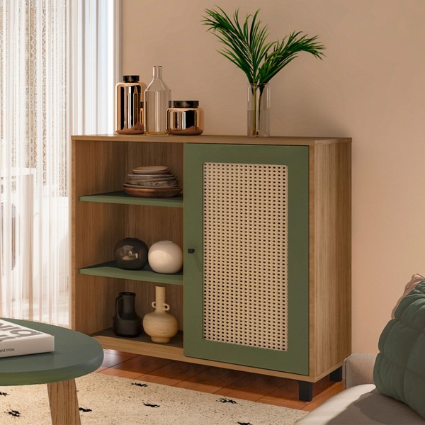 Aparador Charlotte 1 Porta Carvalho/Menta - Artely Móveis