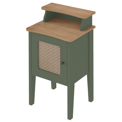 Mesa de Canto/Cabeceira Charlotte 1 Porta 100% Mdf Menta/Carvalho- Artely Móveis