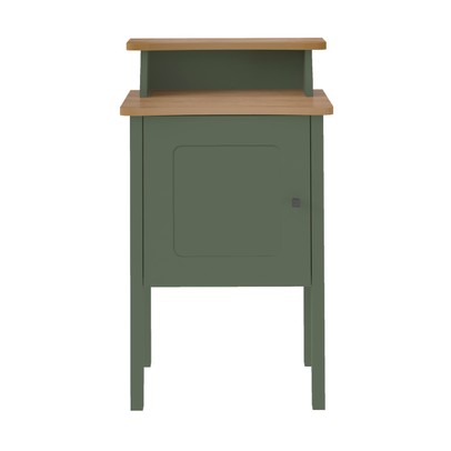 Mesa de Canto/Cabeceira Charlotte 1 Porta 100% Mdf Menta/Carvalho- Artely Móveis