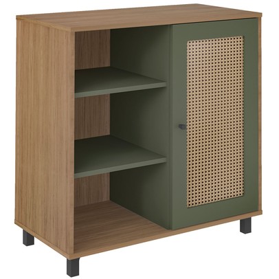 Sala de Estar Completa para TV Até 75 Polegadas Charlotte 3 Portas 3 Prateleiras Carvalho/Menta - Pnr Móveis