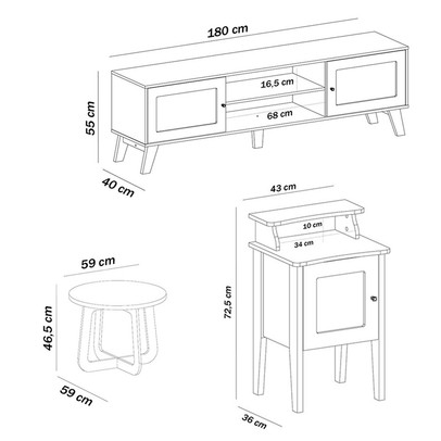 Sala de Estar Completa para TV Até 75 Polegadas Charlotte 3 Portas Carvalho/Menta - Pnr Móveis