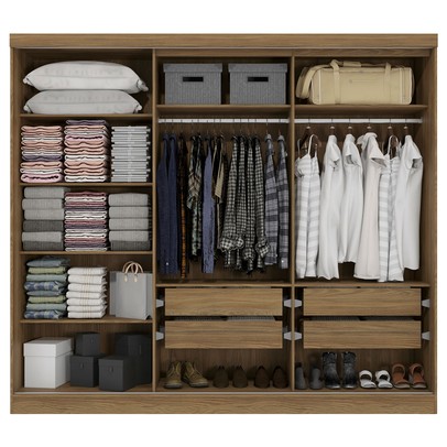 Guarda-Roupa Casal 5 Portas 4 Gavetas Nogueira/Verde Oliva N564 - Kappesberg