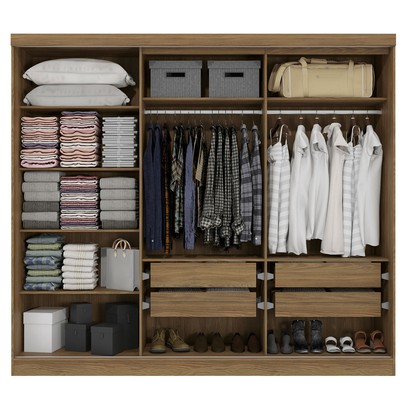 Guarda-Roupa Casal 5 Portas 4 Gavetas Nogueira/Macadamia N564 - Kappesberg