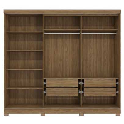 Guarda-Roupa Casal 5 Portas 4 Gavetas com Espelho Nogueira/Verde Oliva Cb01n564 - Kappesberg