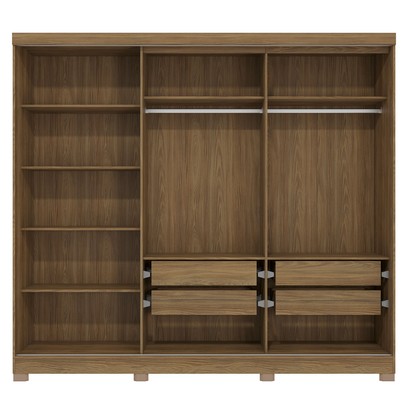 Guarda-Roupa Casal 5 Portas 4 Gavetas com Espelho Nogueira/Macadamia Cb01n564 - Kappesberg