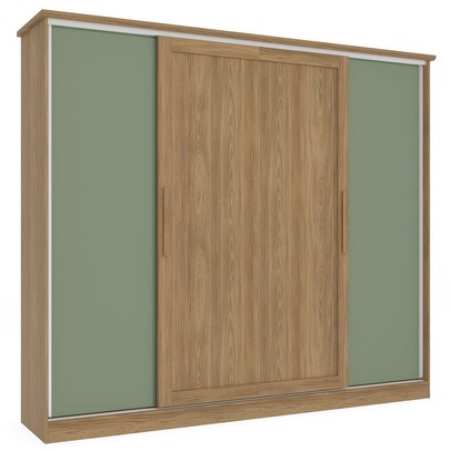 Guarda-Roupa Casal 4 Portas 4 Gavetas Nogueira/Verde Oliva N565 - Kappesberg
