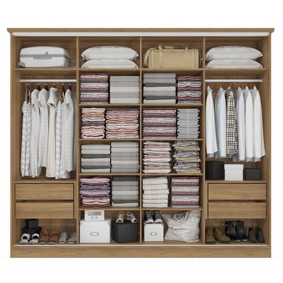 Guarda-Roupa Casal 4 Portas 4 Gavetas Nogueira/Verde Oliva N565 - Kappesberg