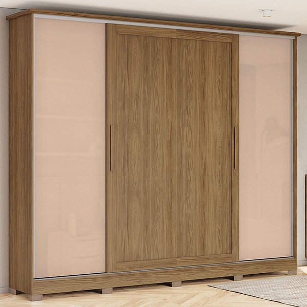 Guarda-Roupa Casal 4 Portas 4 Gavetas Nogueira/Macadamia Cb03n565 - Kappesberg