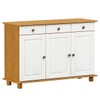 Balcão Buffet Rubi 3 Portas 3 Gavetas Madeira Maciça Carvalho/Branco - Finestra Móveis