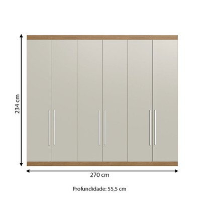 Guarda-Roupa Casal 6 Portas 6 Gavetas Naturalle/Cristalo Rp5660 - Decibal