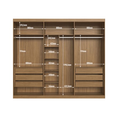 Guarda-Roupa Casal 6 Portas 6 Gavetas Naturalle/Cristalo Rp5660 - Decibal