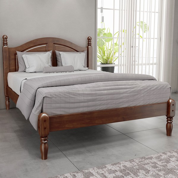 Cama de Casal Ouro Madeira Maciça Café - Finestra Móveis