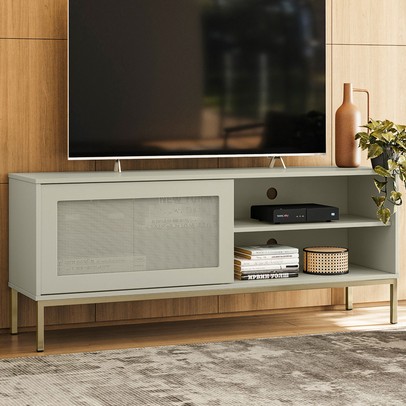 Rack para TV Até 55 Polegadas Buriti 1 Porta Off White - Olivar Móveis