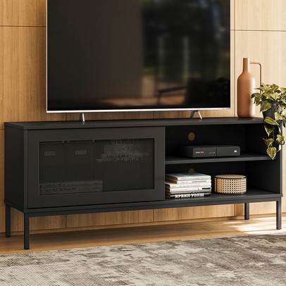 Rack para TV Até 55 Polegadas Buriti 1 Porta Preto - Olivar Móveis