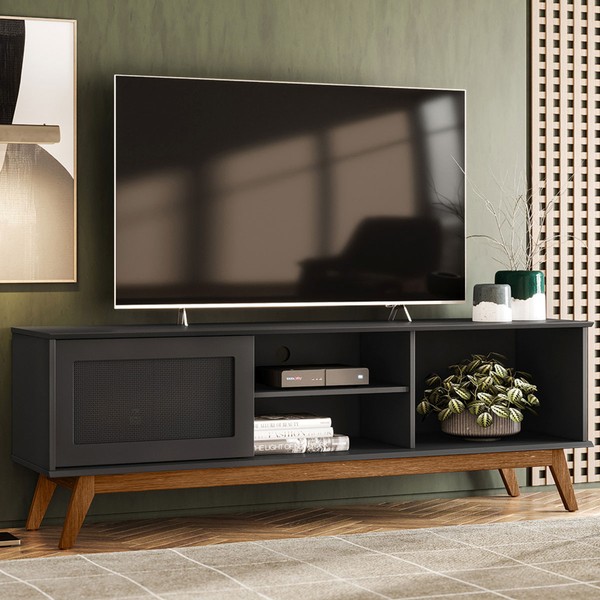 Rack para TV Até 60 Polegadas Panamá 1 Porta Preto - Olivar Móveis
