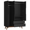 Guarda-Roupa Solteiro Alpi 3 Portas 2 Gavetas Preto - Olivar Móveis