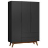 Guarda-Roupa Solteiro Alpi 3 Portas 2 Gavetas Preto - Olivar Móveis